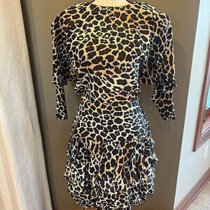 Vintage Susan Roselli for Vijack Leopard Dress with Ruffle Skirt, Size 7/8